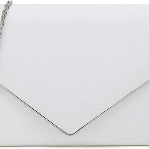 Faux Suede Clutch Bag Elegant Metal Binding Evening Purse for Wedding/Prom/Black